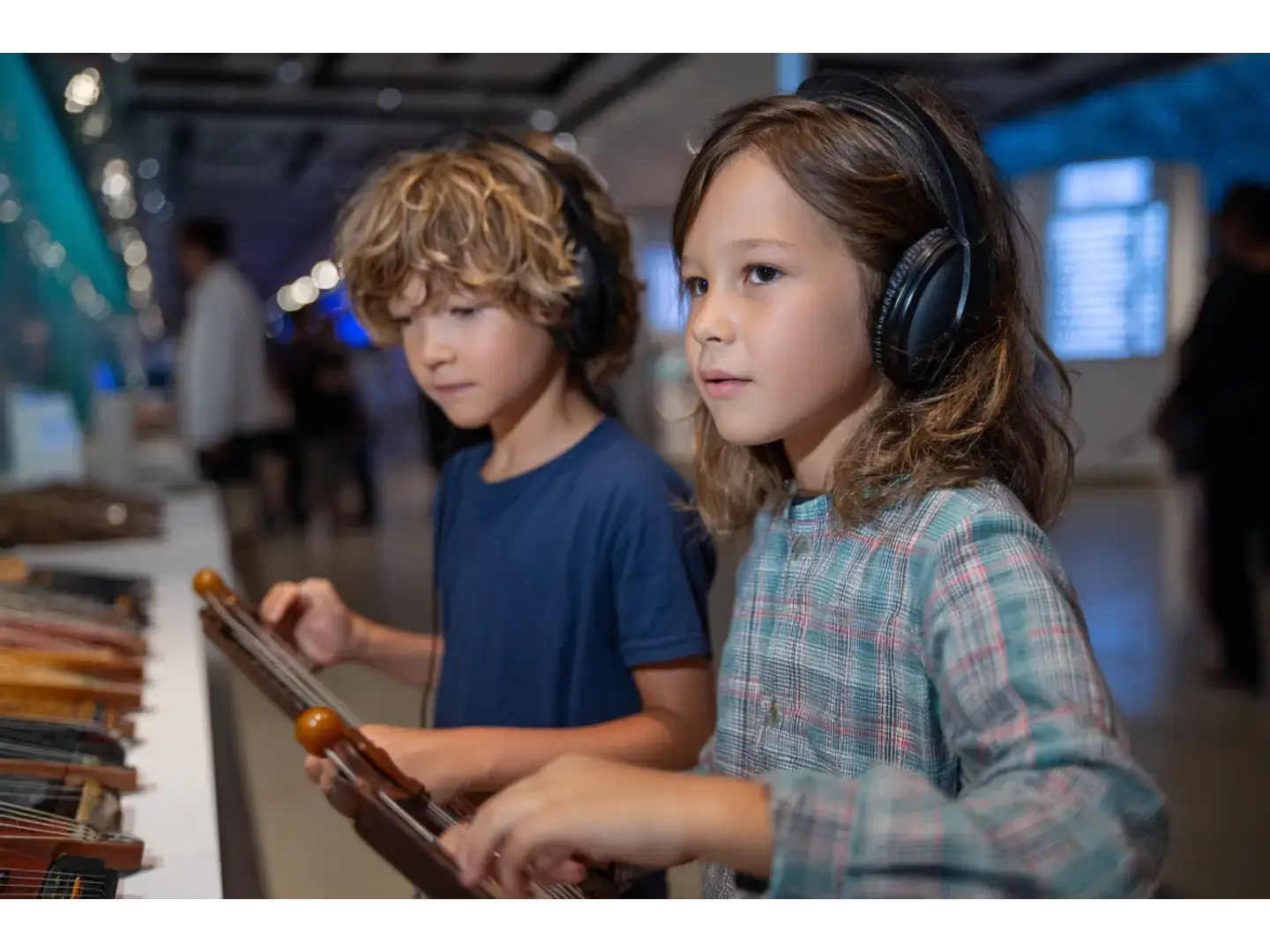 Kids playing world instruments at Musical Instrument Museum Scottsdale.