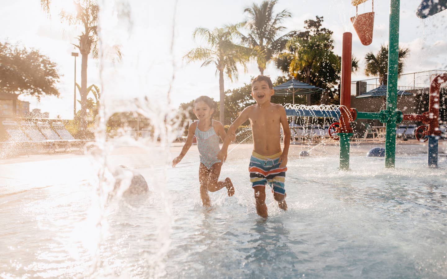 Two kids in the pool at Cape Canaveral Beach Resort in Florida.