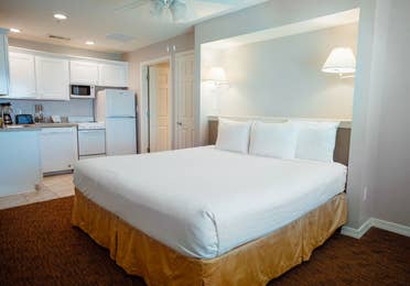 Bedroom in a two-bedroom presidential villa at Galveston Seaside Resort