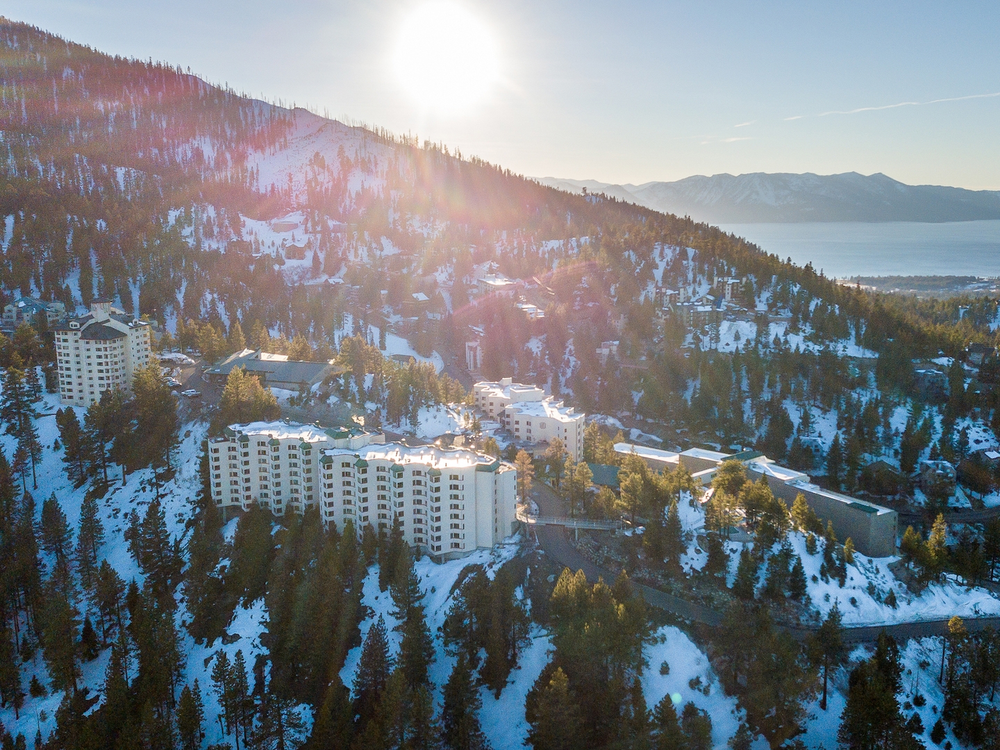 Aerial shot of Tahoe Ridge Resort in Stateline, Nevada.