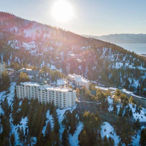 Aerial shot of Tahoe Ridge Resort in Stateline, Nevada.