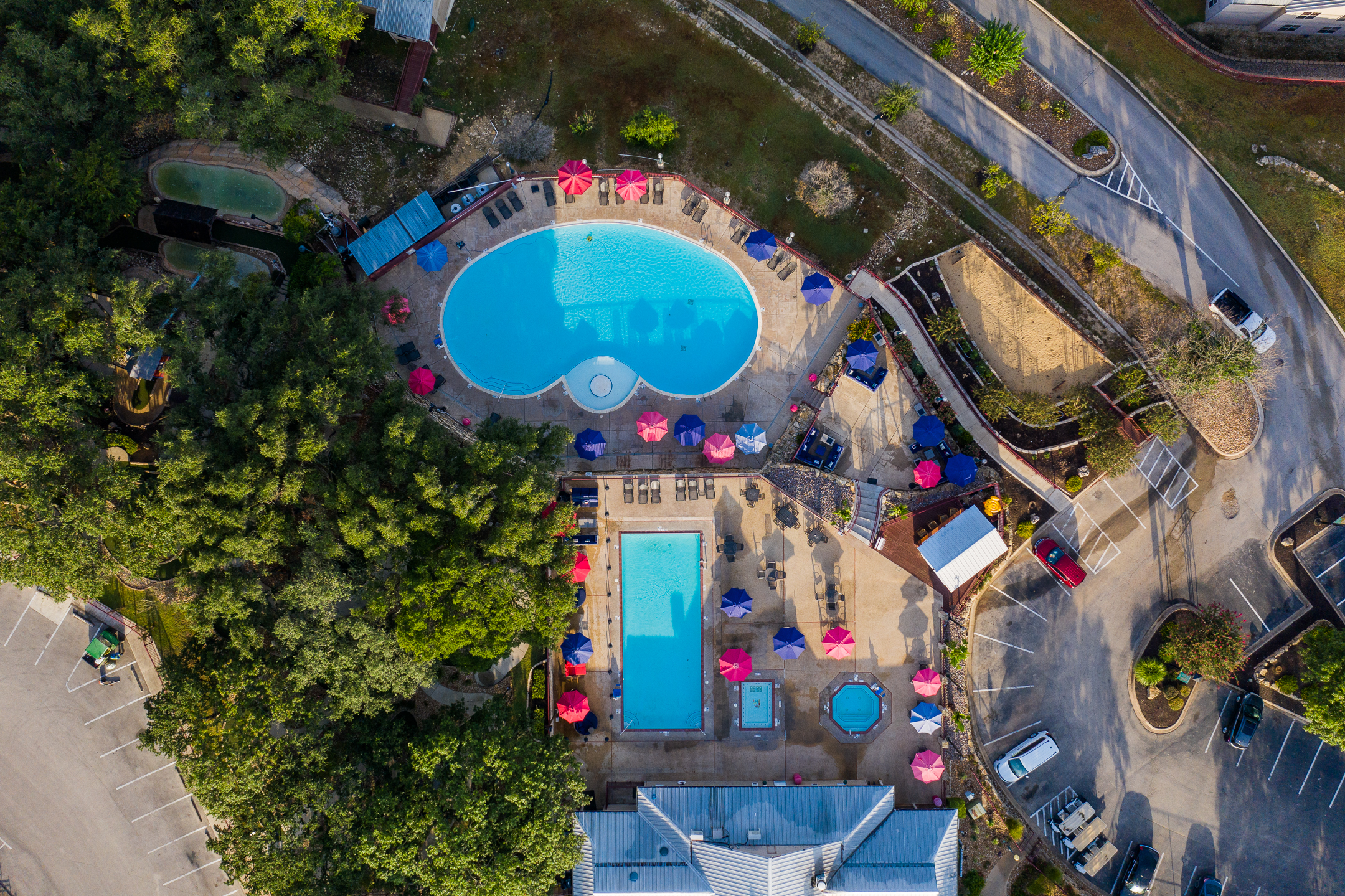 Overhead view of Hill Country Resort in Canyon Lake, Texas.