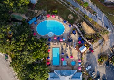 Overhead view of Hill Country Resort in Canyon Lake, Texas.