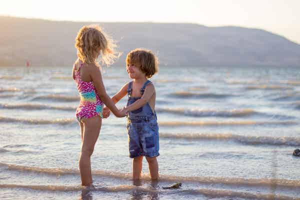 two children on a beach
