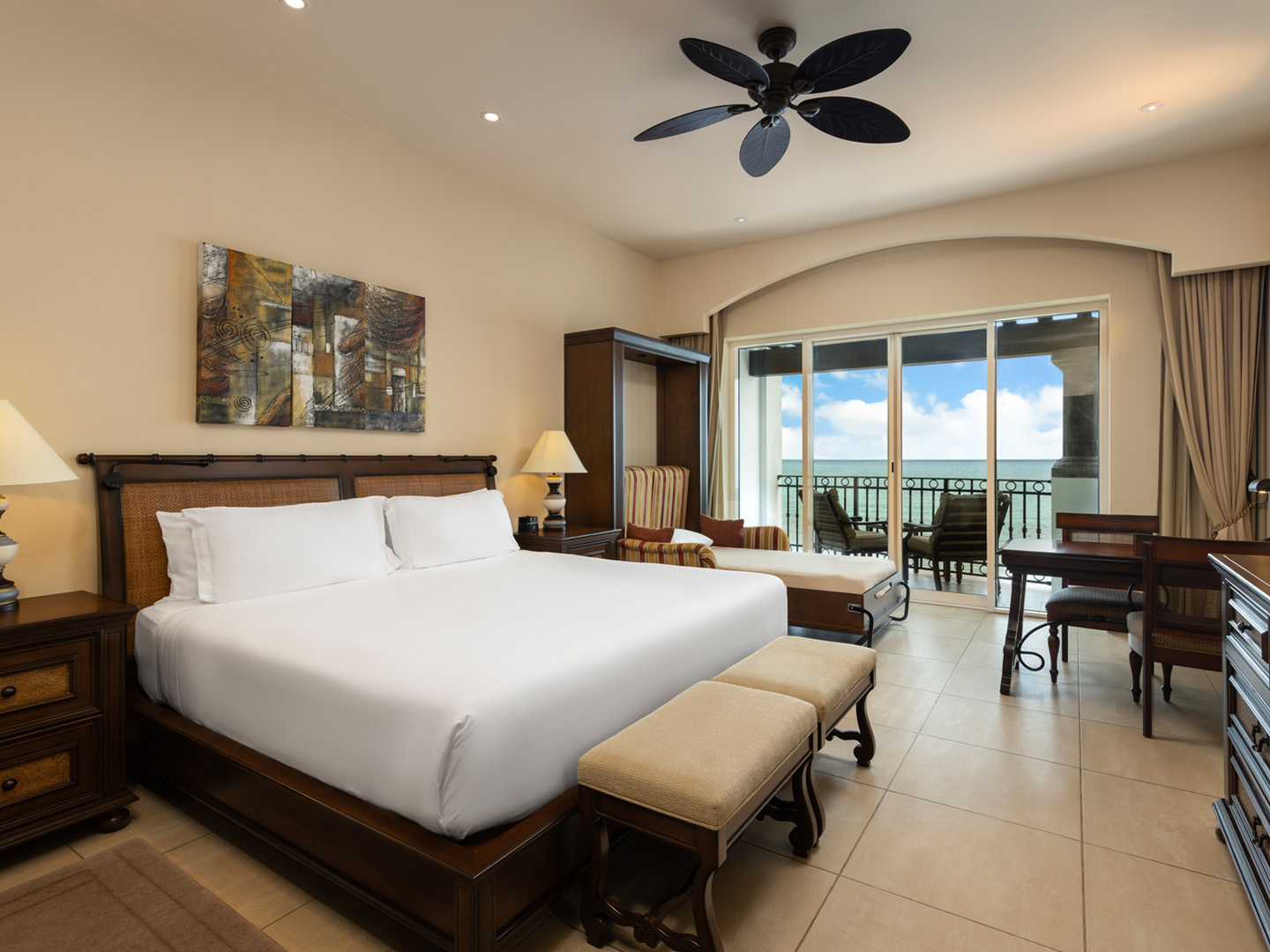 Beachfront bedroom with king bed and spacious access. 