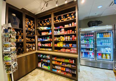 Marketplace with souvenirs and grocery items at Smoky Mountain Resort in Gatlinburg, Tennessee.