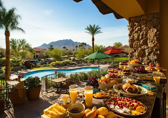 A desert themed breakfast spread with fresh fruit Scottsdale AZ resort