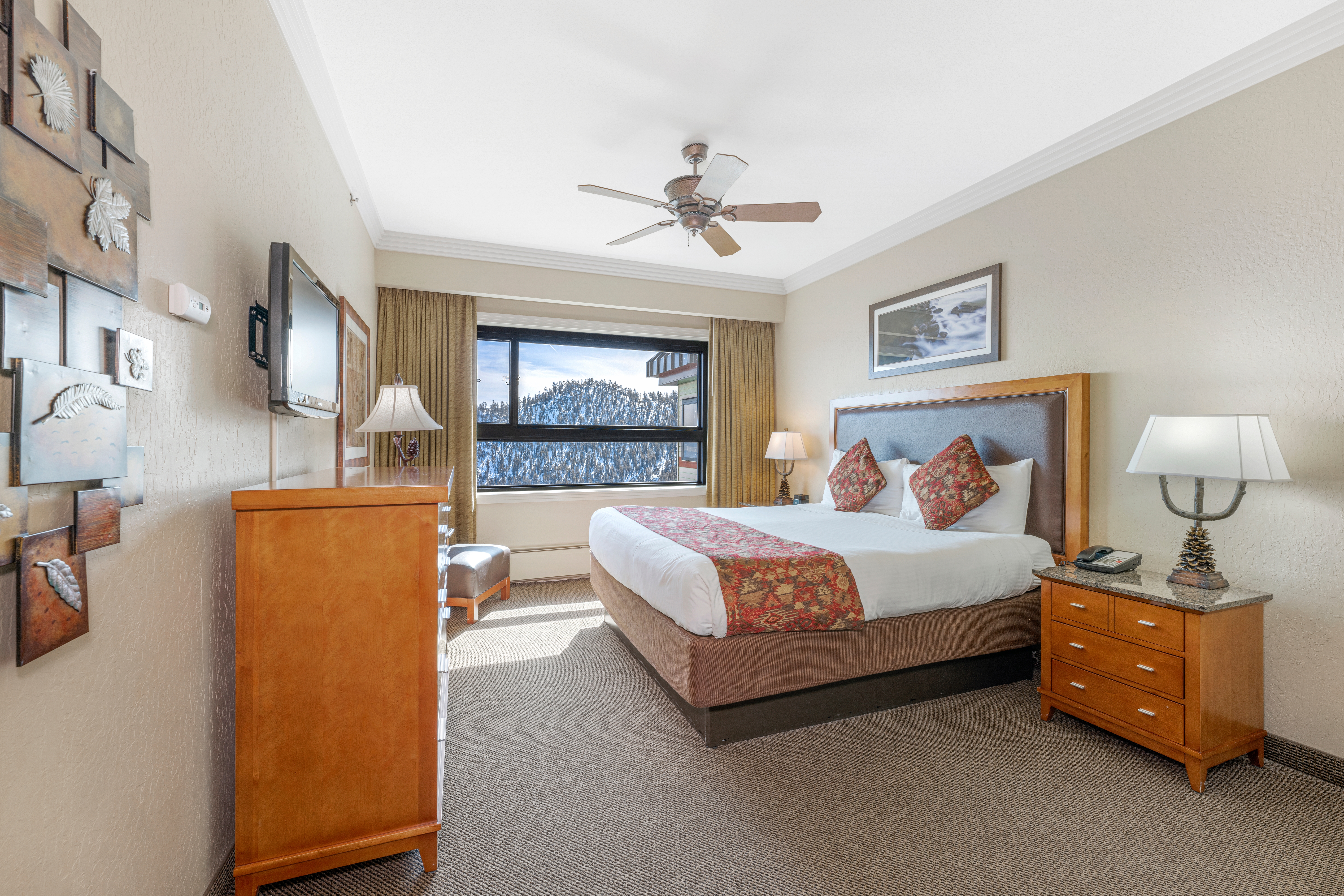 Bedroom in a Ridge Tahoe two-bedroom villa at Tahoe Ridge Resort