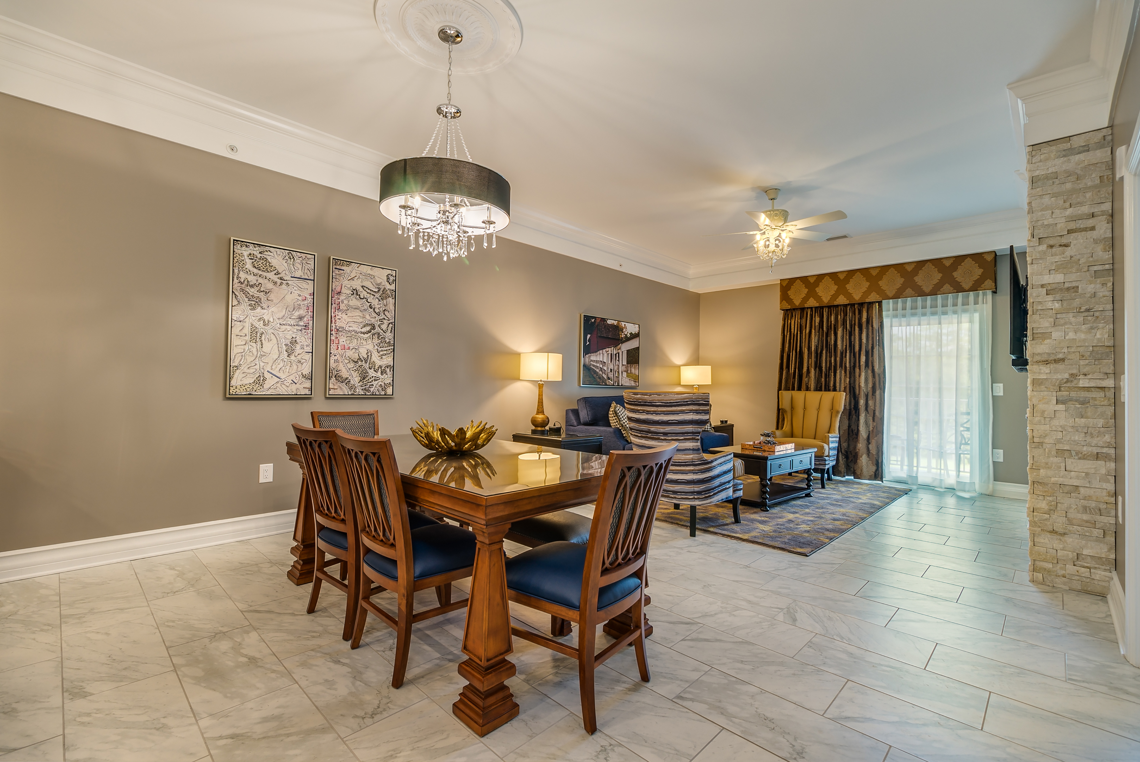 Dining area in a Signature Collection villa at Williamsburg Resort.