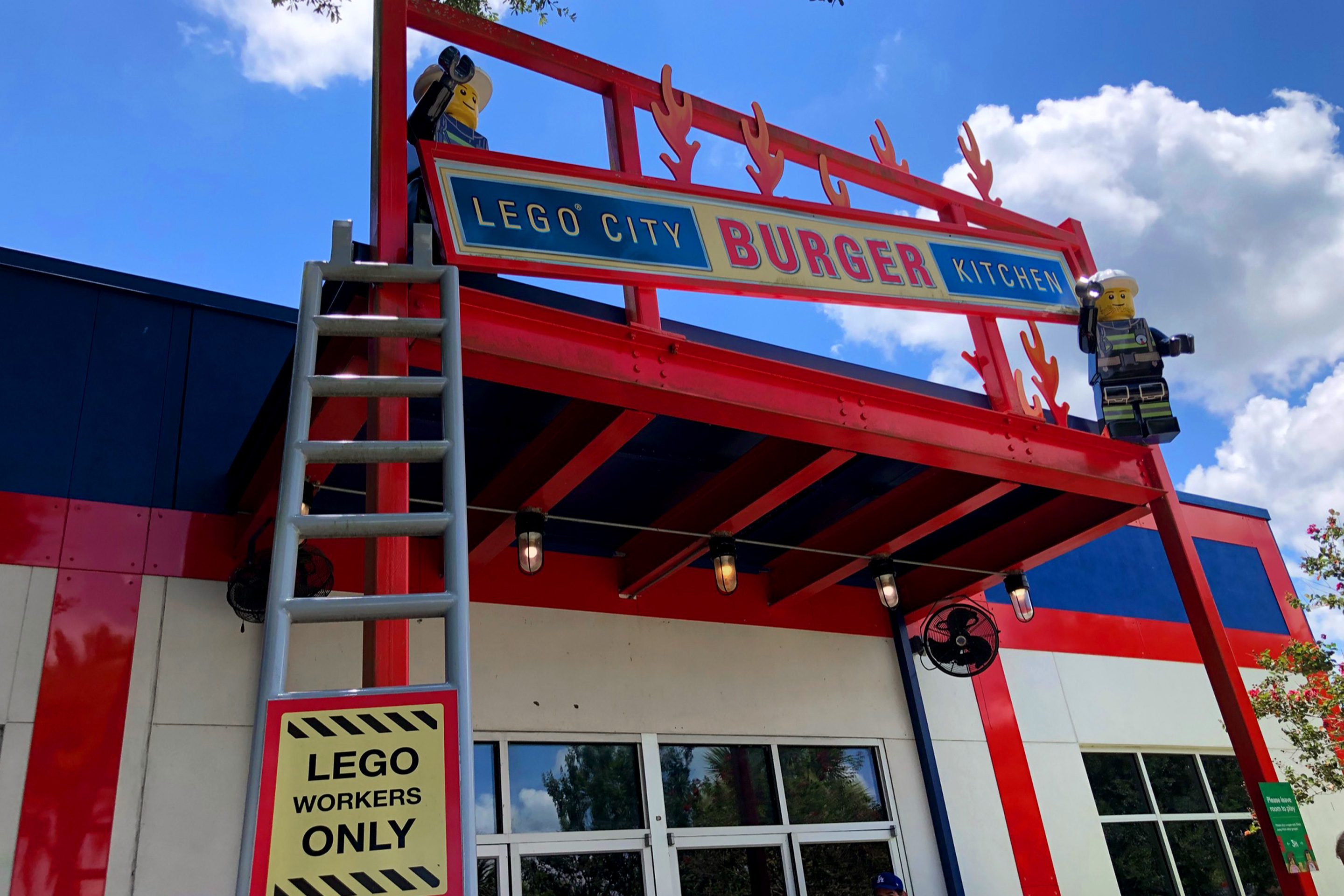 Exterior of a food service facility built out of LEGOS.