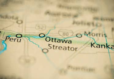 Map of the area around Ottawa, Illinois.