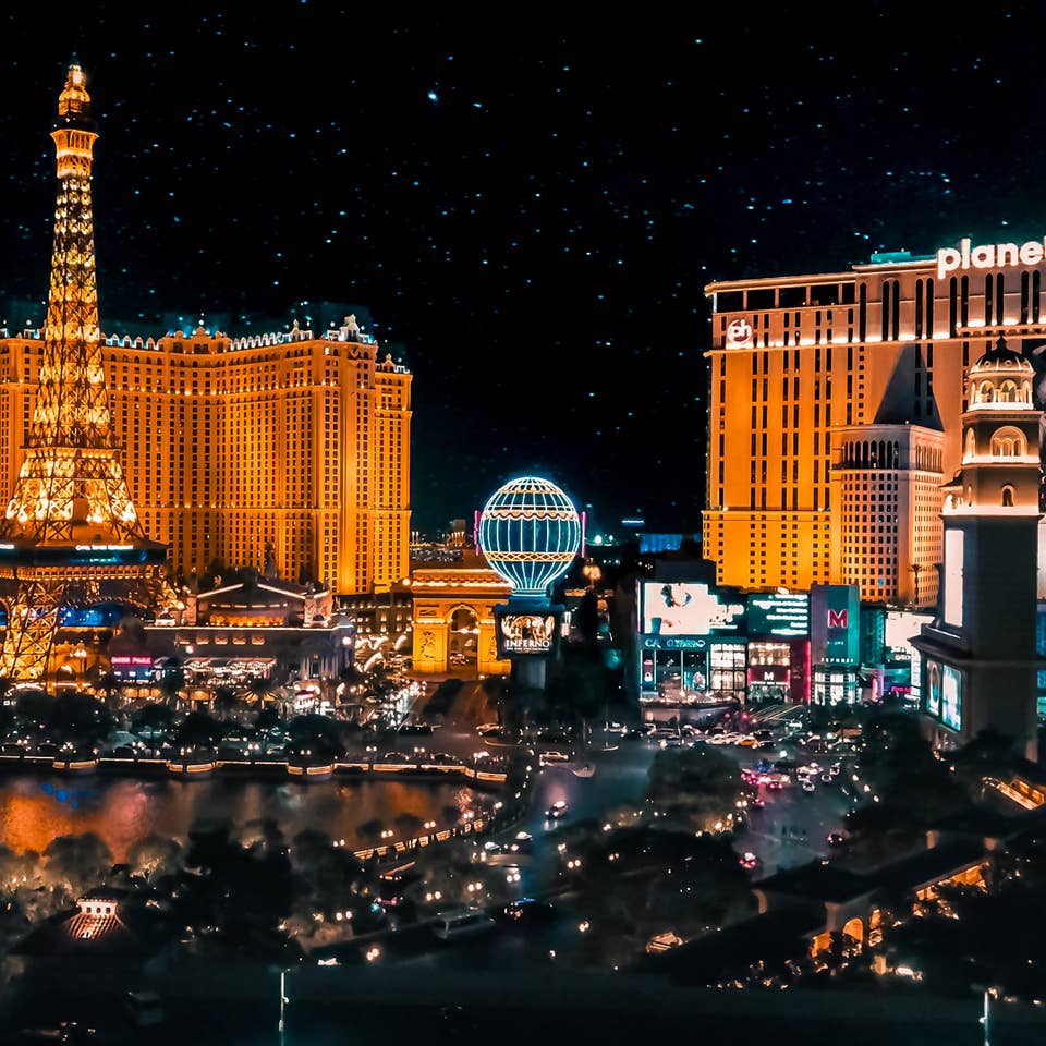 View of Vegas skyline near Desert Club Resort.