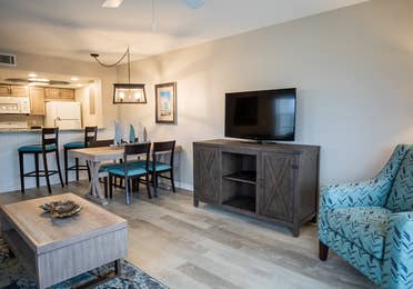 Flat screen TV in a villa at Cape Canaveral Beach Resort.