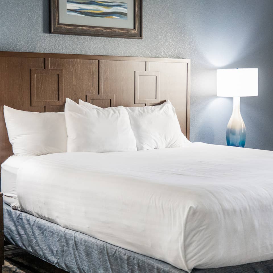 Bedroom in a two-bedroom villa at Cape Canaveral Beach Resort.