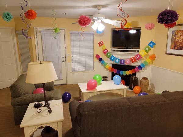 Happy birthday decor in a villa at Hill Country Resort in Canyon Lake, Texas.