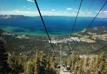 Aerial view from a ski lift at Heavenly Mountain near Tahoe Ridge Resort