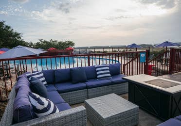 Lounge by the pool at Hill Country Resort in Canyon Lake, Texas.