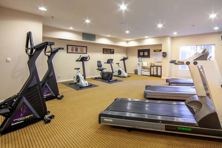 Fitness center with treadmills and elliptical bikes at David Walley's Resort in Genoa, Nevada.