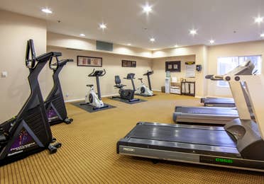 Fitness center with treadmills and elliptical bikes at David Walley's Resort in Genoa, Nevada.
