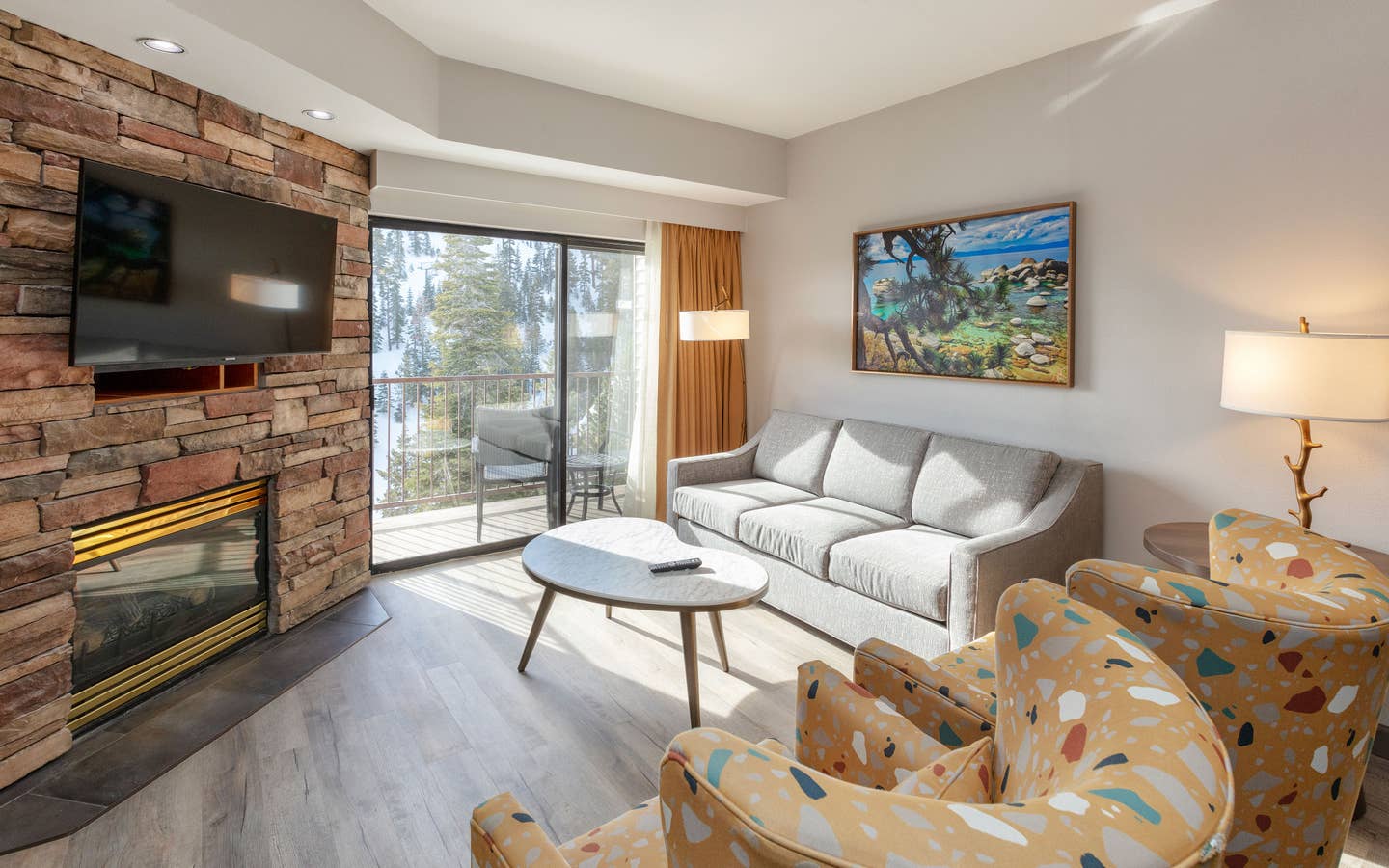 Living room in a Ridge Pointe villa at Tahoe Ridge Resort