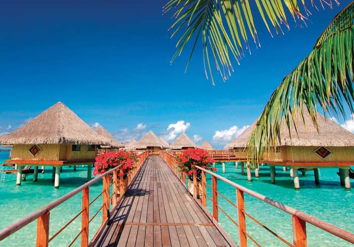 Over the water huts in Bora Bora