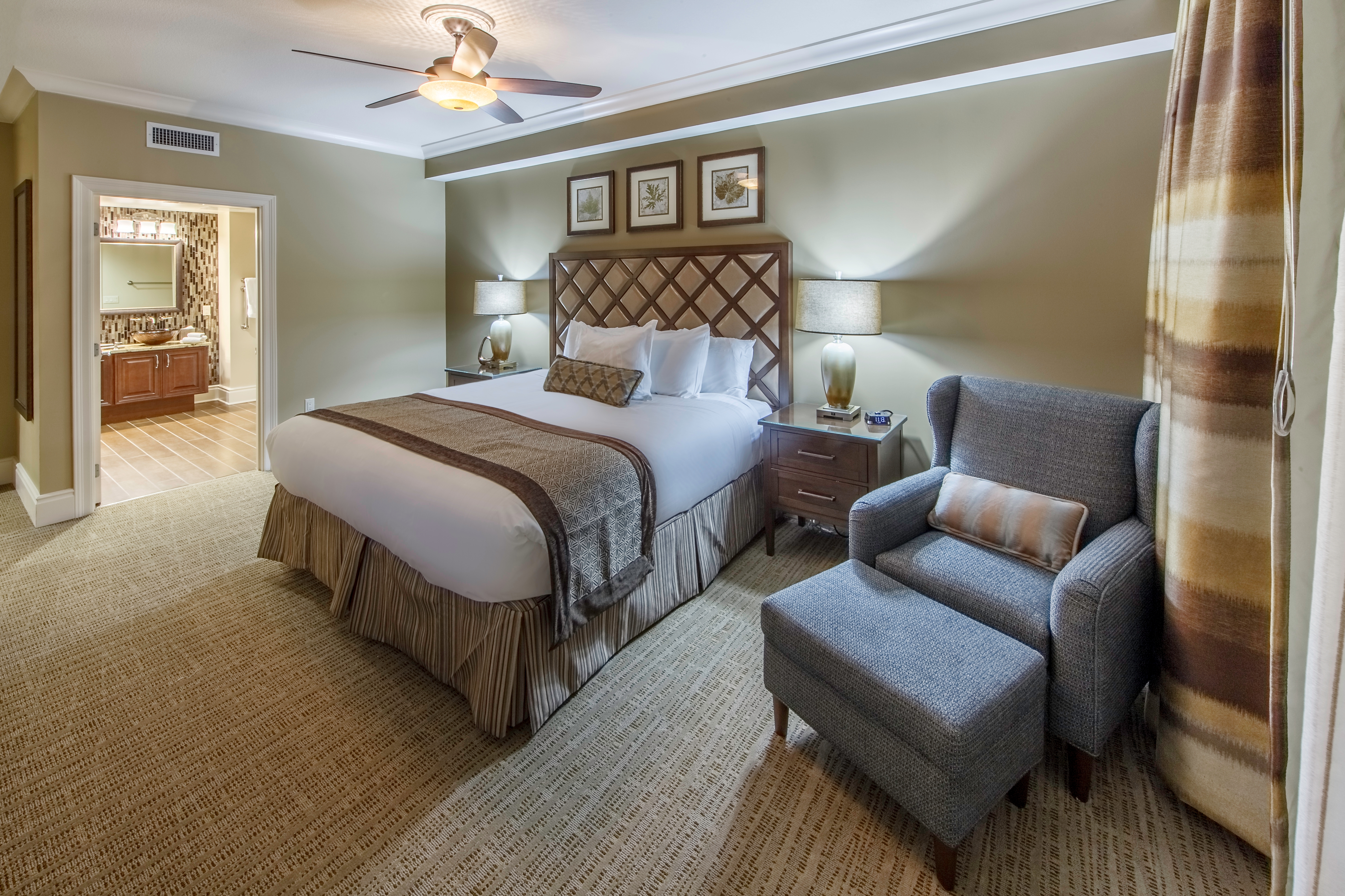 Bedroom in a Signature Collection villa at Smoky Mountain Resort in Gatlinburg, Tennessee.