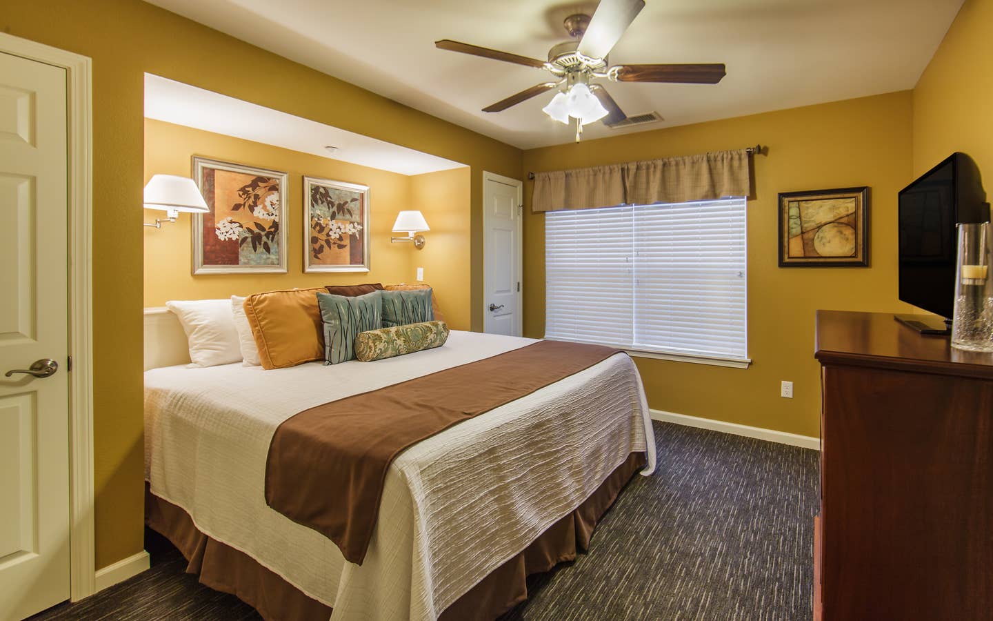 Bedroom in a three-bedroom ambassador villa at the Holiday Hills Resort in Branson Missouri.