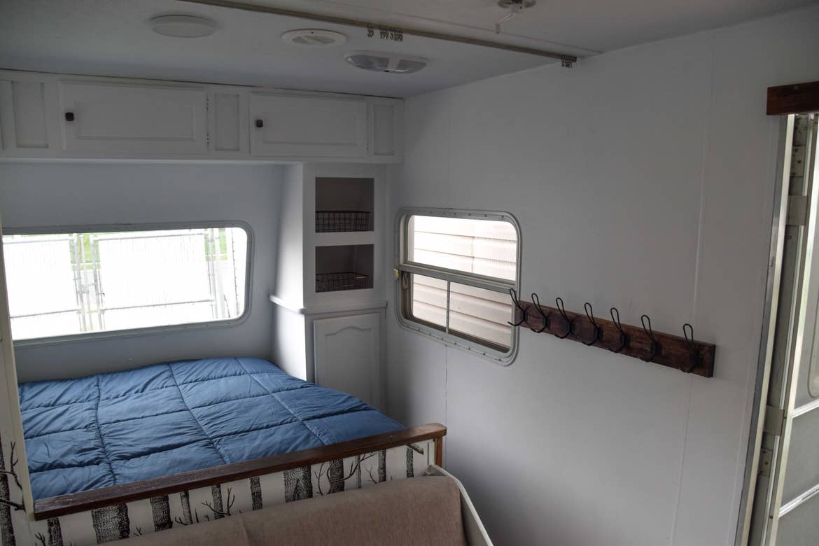 A bedroom in Jessica's RV
