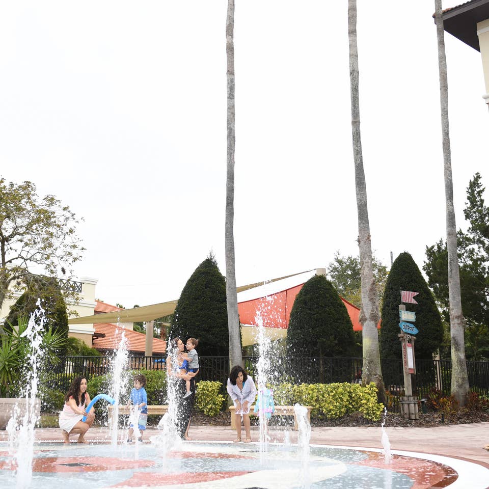 View of splash pad in North Village at Orange Lake Resort near Orlando, Florida