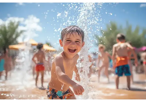 Kids splashing at McDowell Mountain Ranch Aquatic Center Scottsdale.
