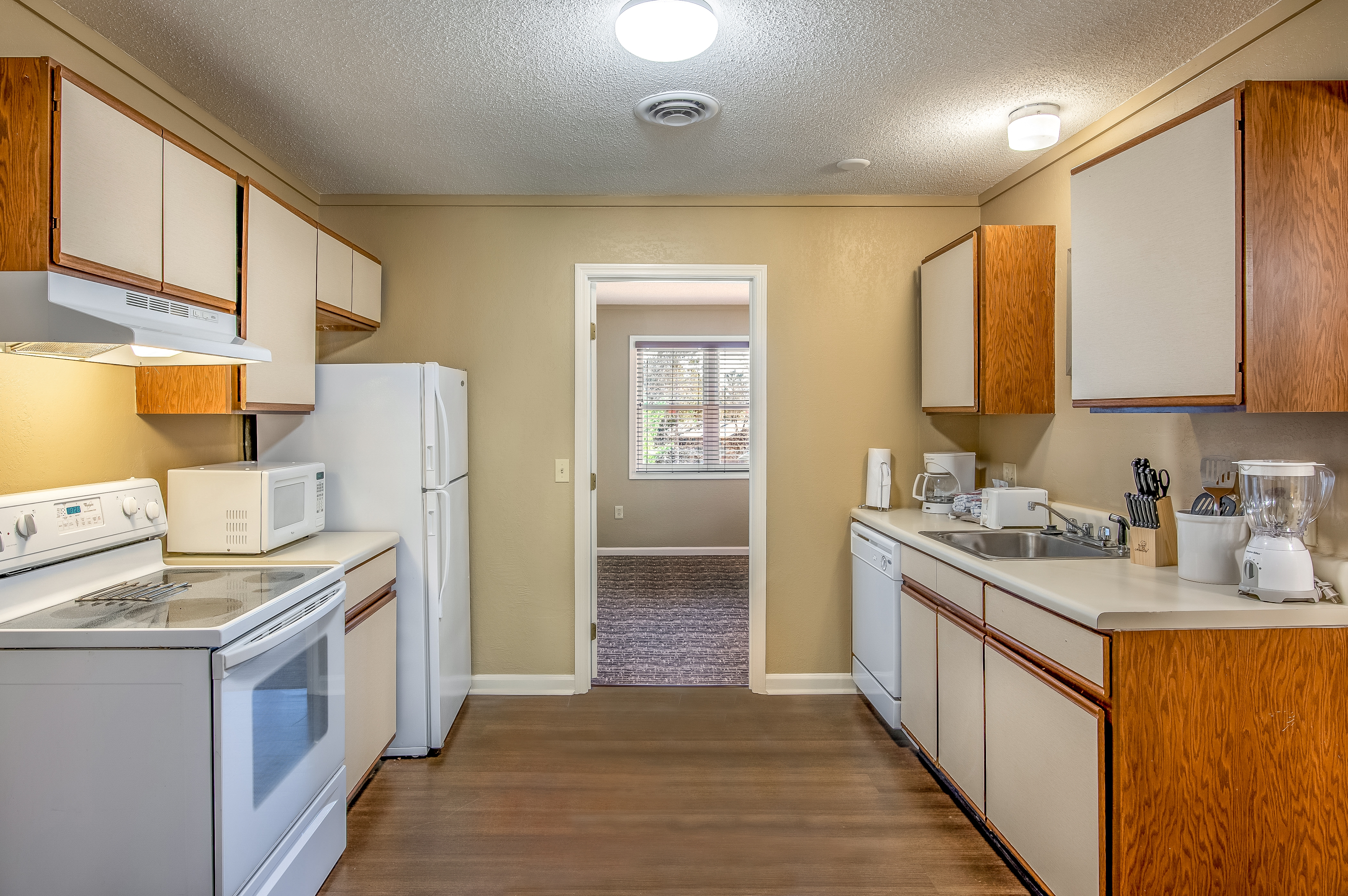Kitchen of a one bedroom villa at Oak n' Spruce Resort in South Lee, Massachusetts