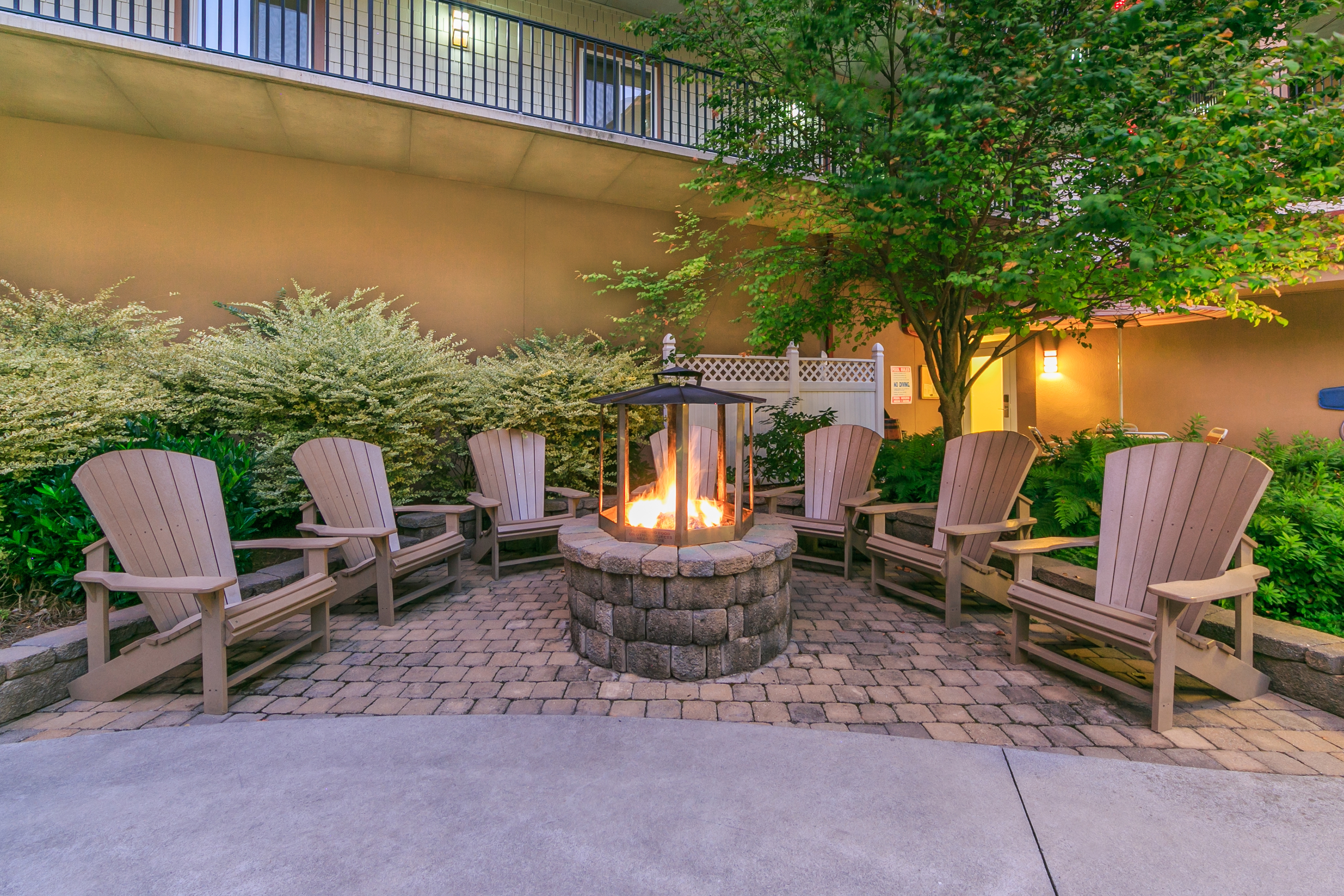 Chairs sat around a fire pit at Smoky Mountain Resort in Gatlinburg, TN.