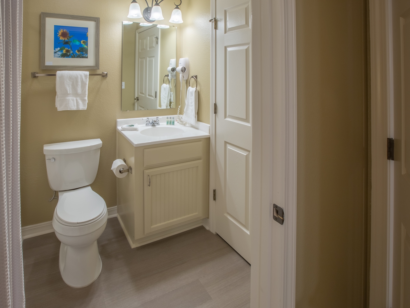 Bathroom in a two-bedroom villa at Holiday Hills Resort in Branson, MO.
