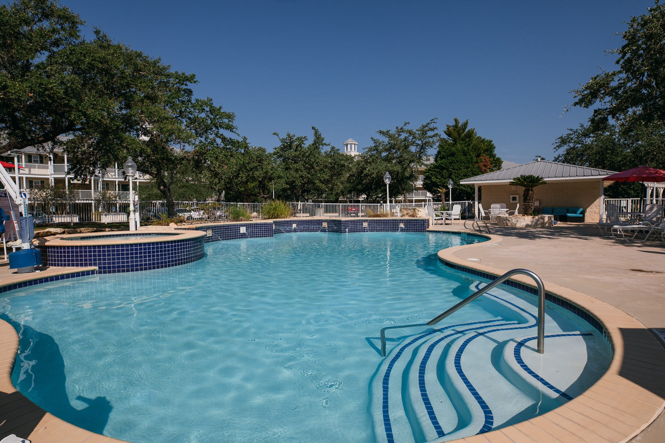 Outdoor pool at Hill Country Resort in Canyon Lake, Texas.