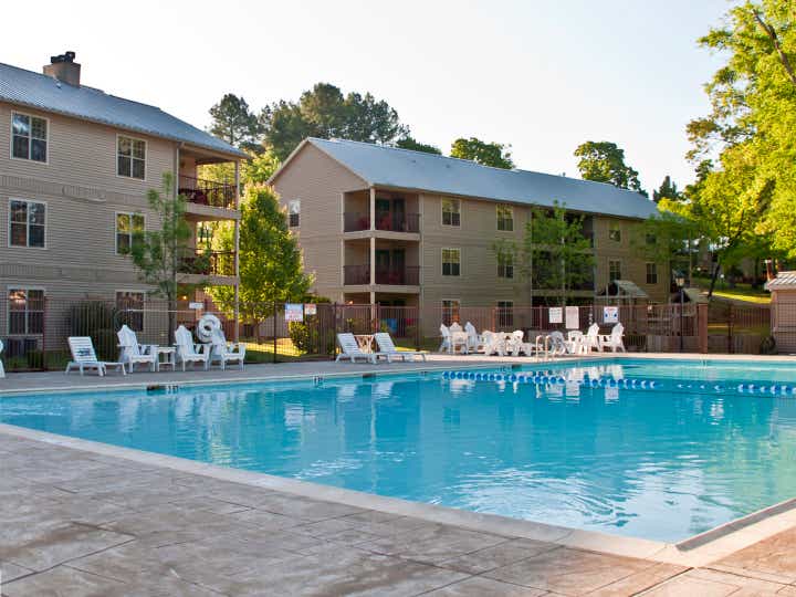 Outdoor pool at Villages Resort in Flint, Texas.