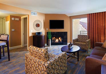 Living room in a one-bedroom villa at Desert Club Resort in Las Vegas