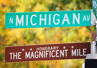 Image of N Michigan Ave & The Magnificent Mile Street Signs in Chicago, Illinions.
