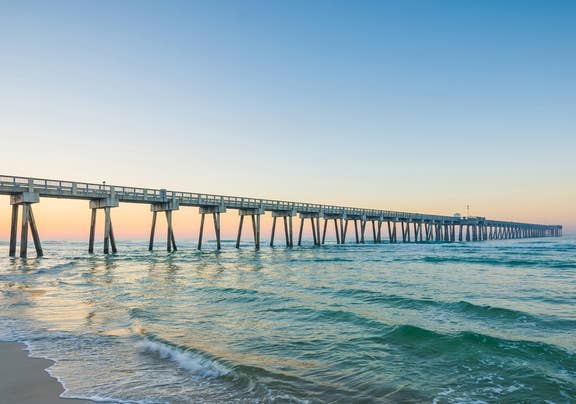 View of ocean at Panama City Beach in Florida.