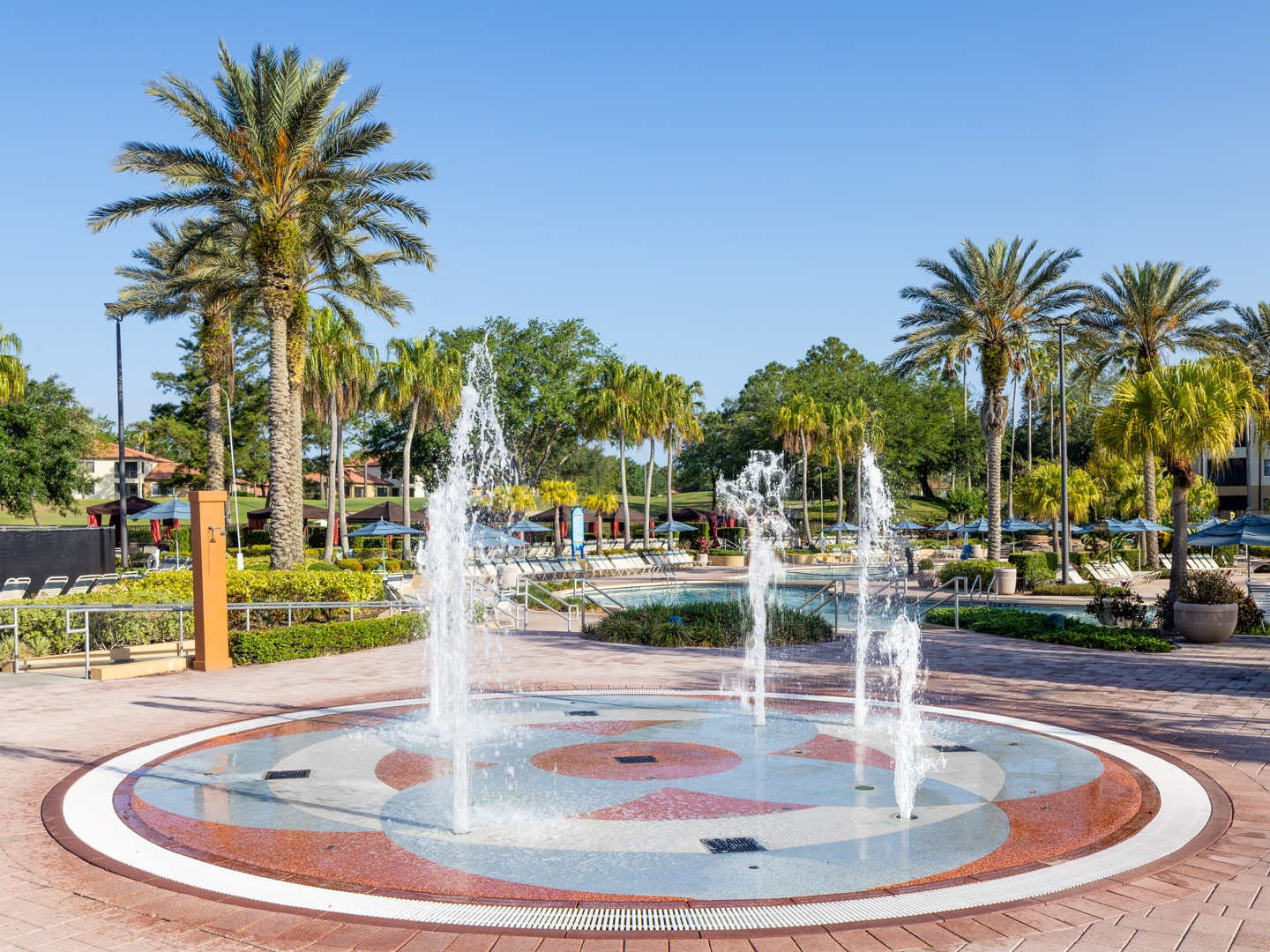 Splash pad in North Village at Orange Lake Resort near Orlando, Florida.