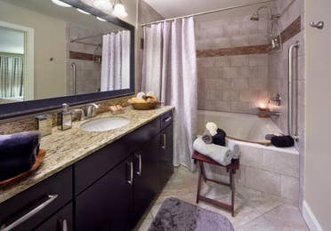 Bathroom in a one-bedroom villa at Desert Club Resort in Las Vegas