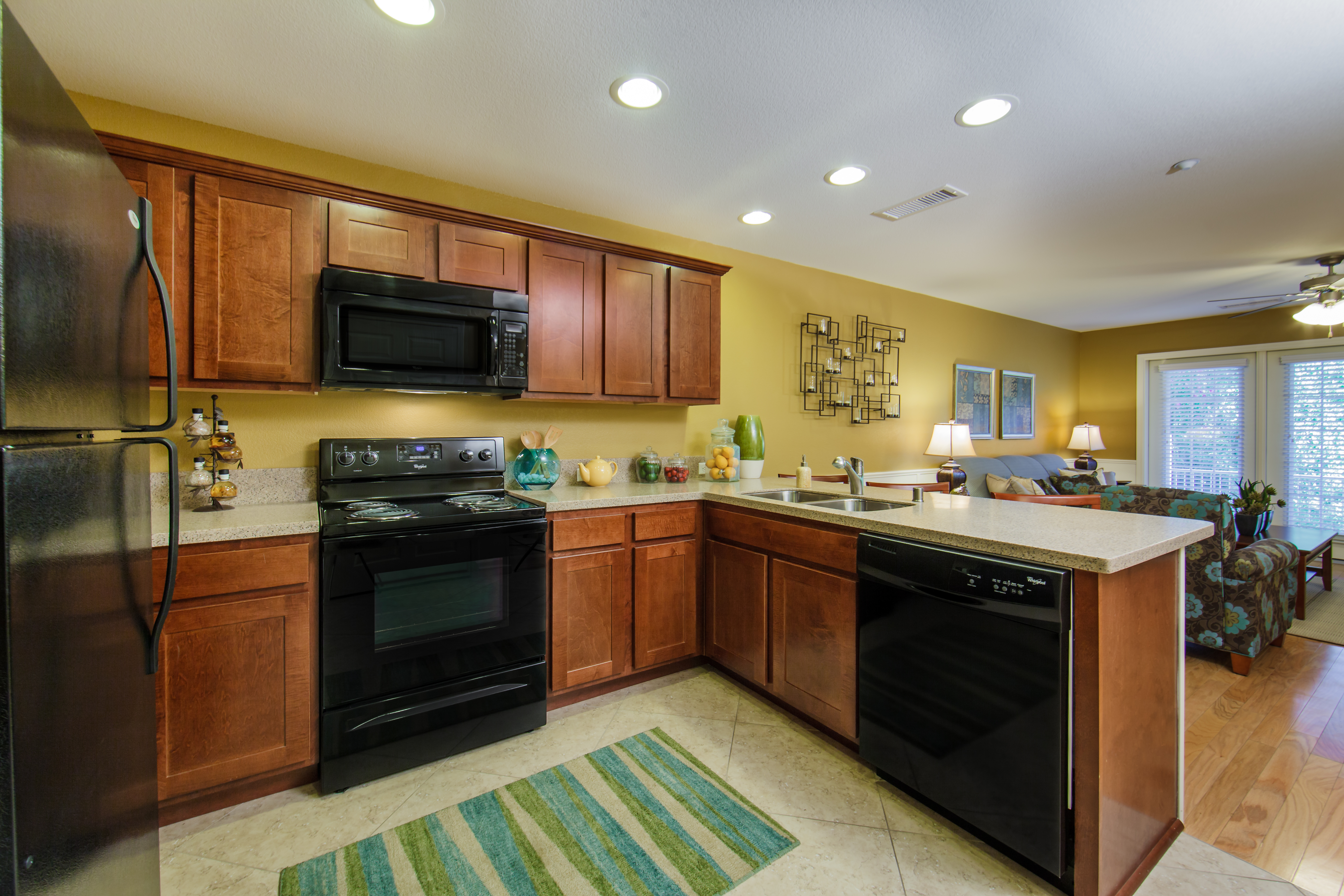 Kitchen view in a three-bedroom ambassador villa at the Holiday Hills Resort in Branson Missouri.