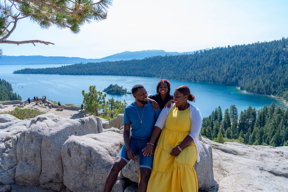 Karen and her family at Emerald Bay State Park