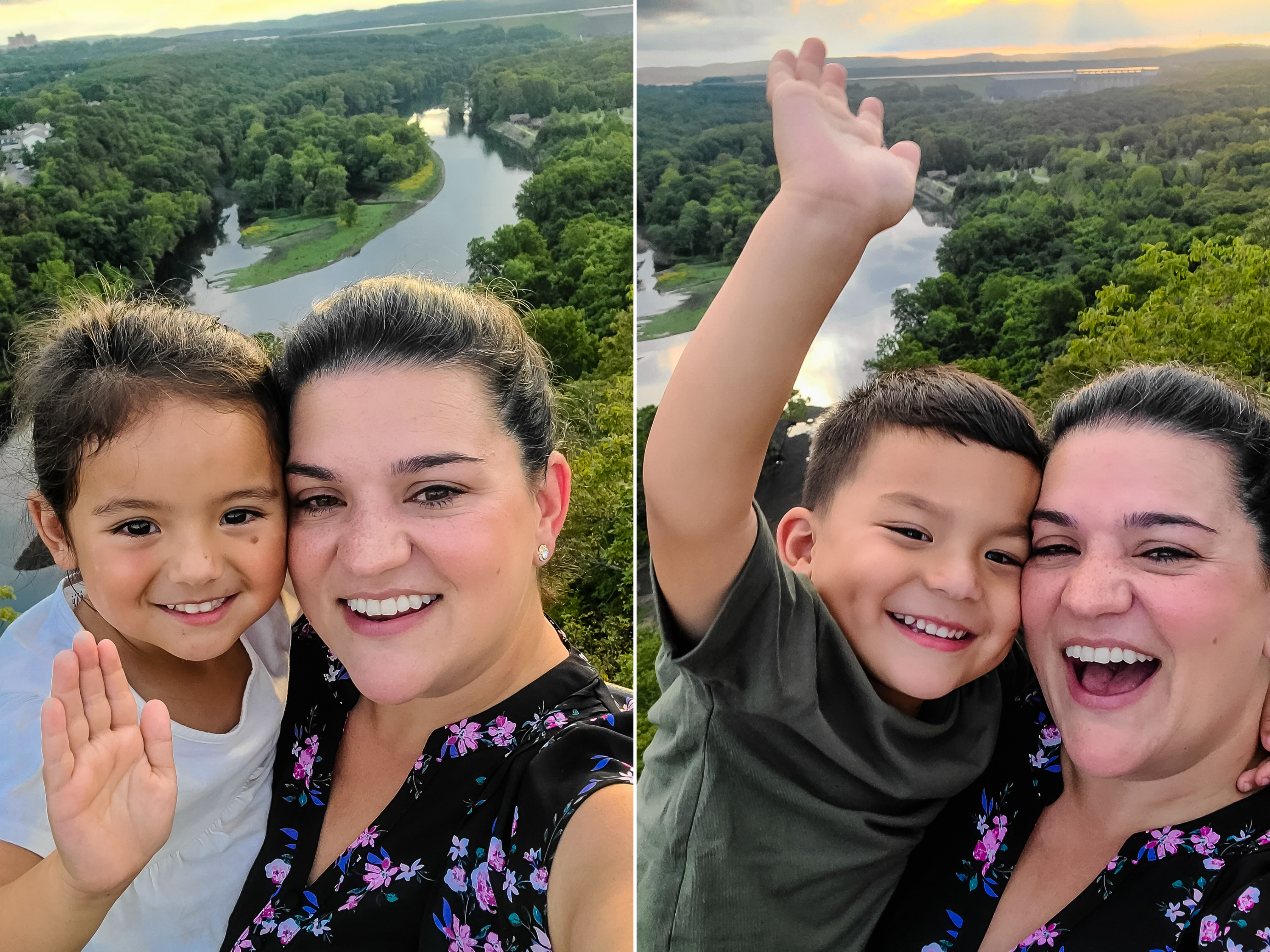 Angelica waving with her kids