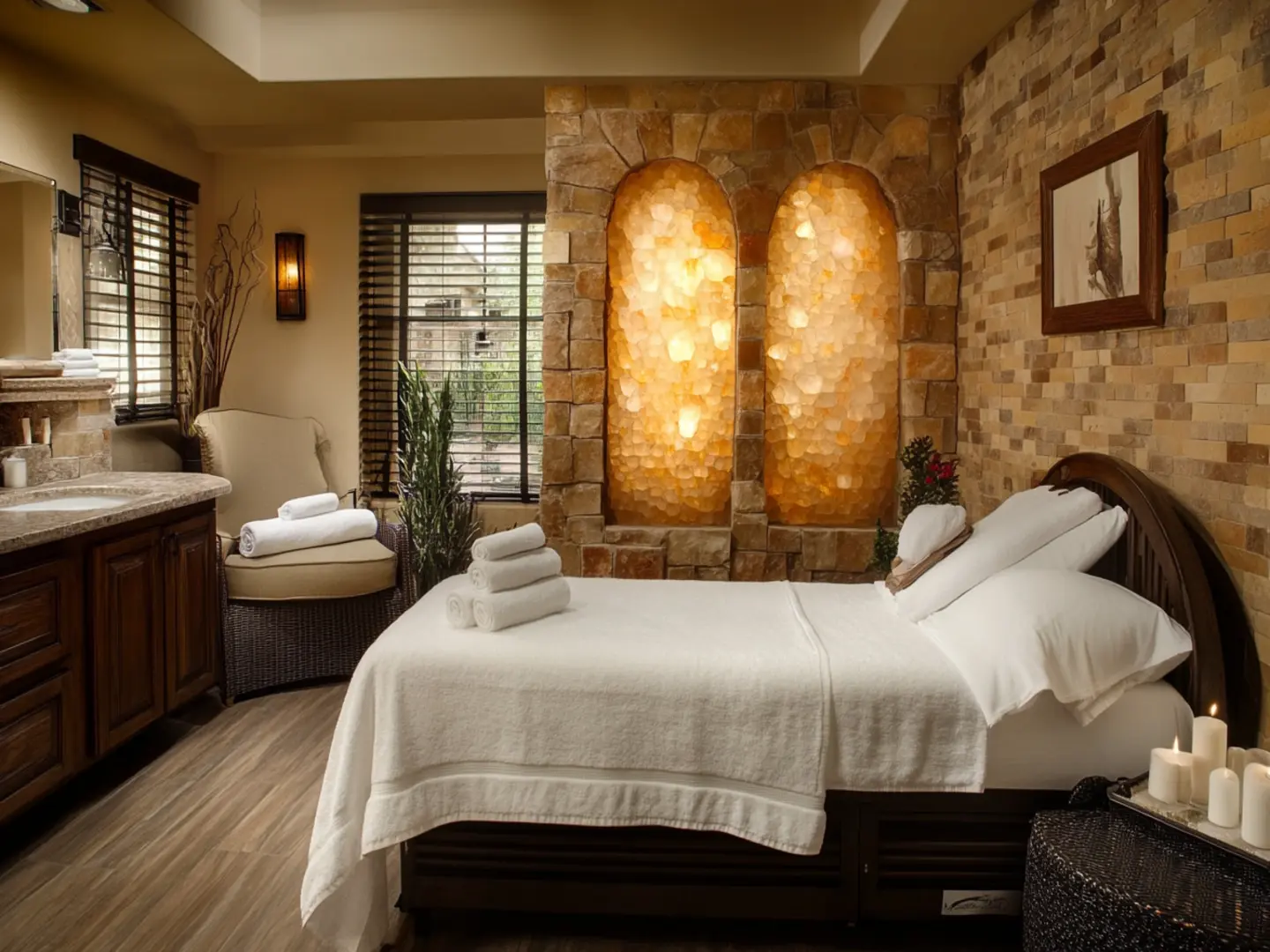Spa treatment room with a Himalayan salt wall Scottsdale AZ