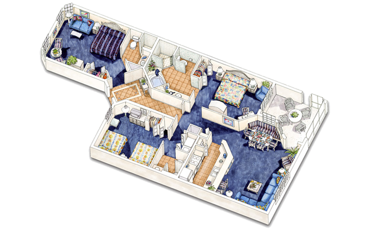 North Village three-bedroom villa floor plan