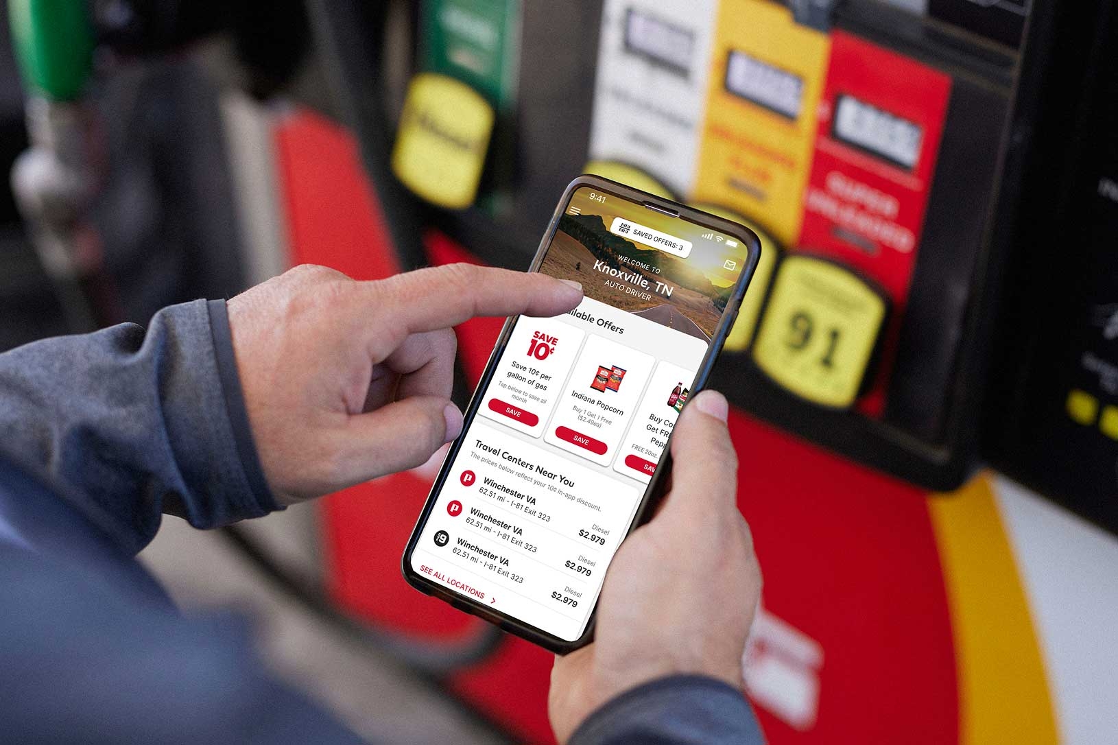Pilot Mobile App being used a Fuel Pump