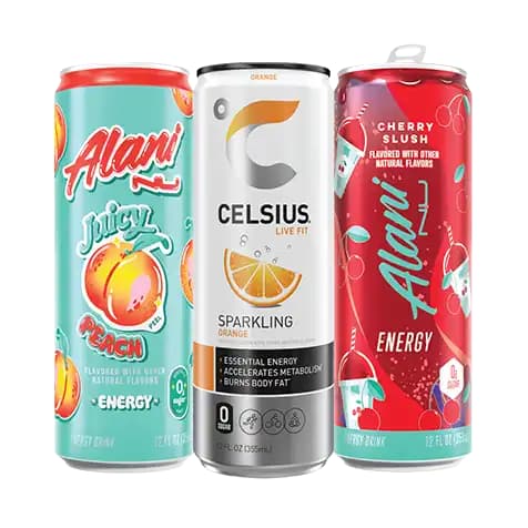 Three cans of energy drinks
