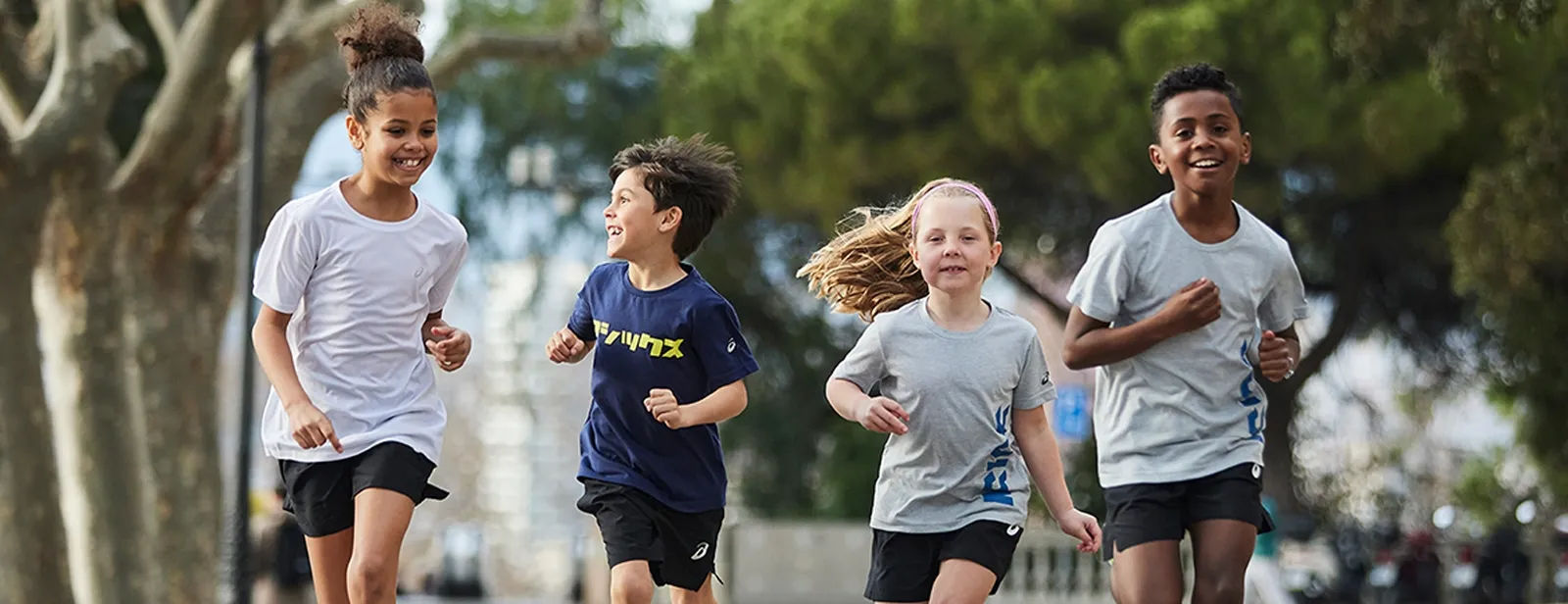 Kids running outside