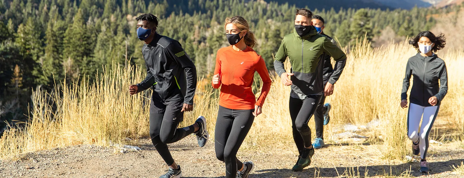 men and women running