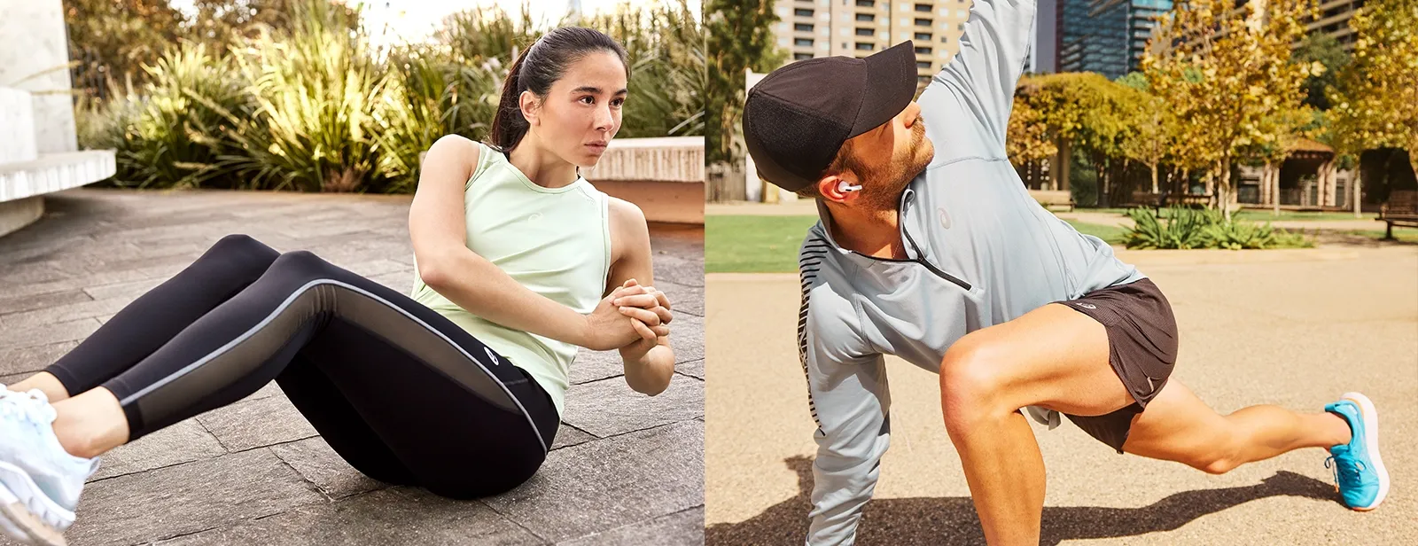 Two people working out